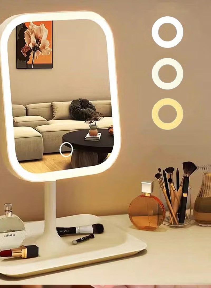 NIBEMINENT LED Makeup Mirror with 3 Lighting Modes – Touch Control, Foldable and Portable Stand – Rechargeable 2400mAh Battery – Ideal for Travel, Beauty, and Skincare – Portable and Illuminated Makeup Mirror – Perfect Birthday Gift for Women - Image 1